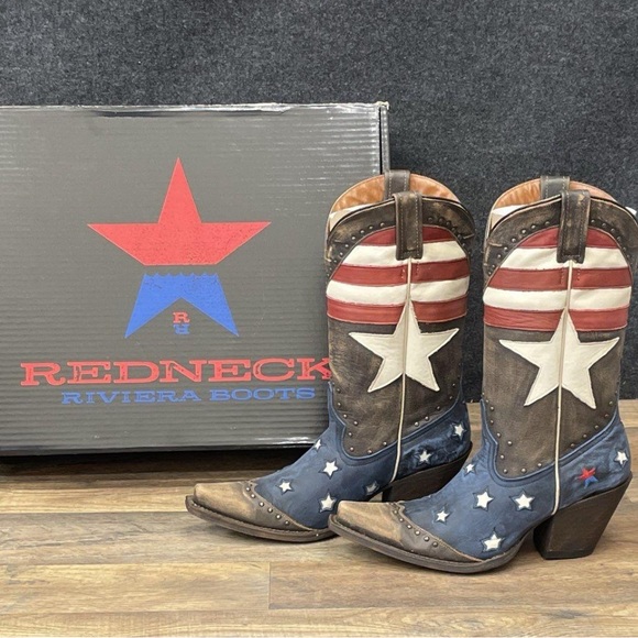NIOB Redneck Riviera Distressed Freedom Leather Boots Vintage Cinnamon Sz 9.5 - Picture 4 of 9
